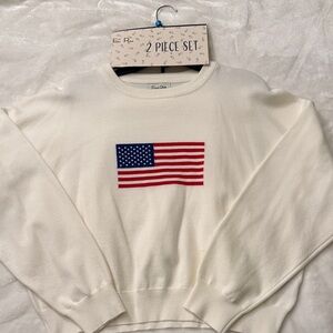 2 Piece Set Cream Sweater and Shorts